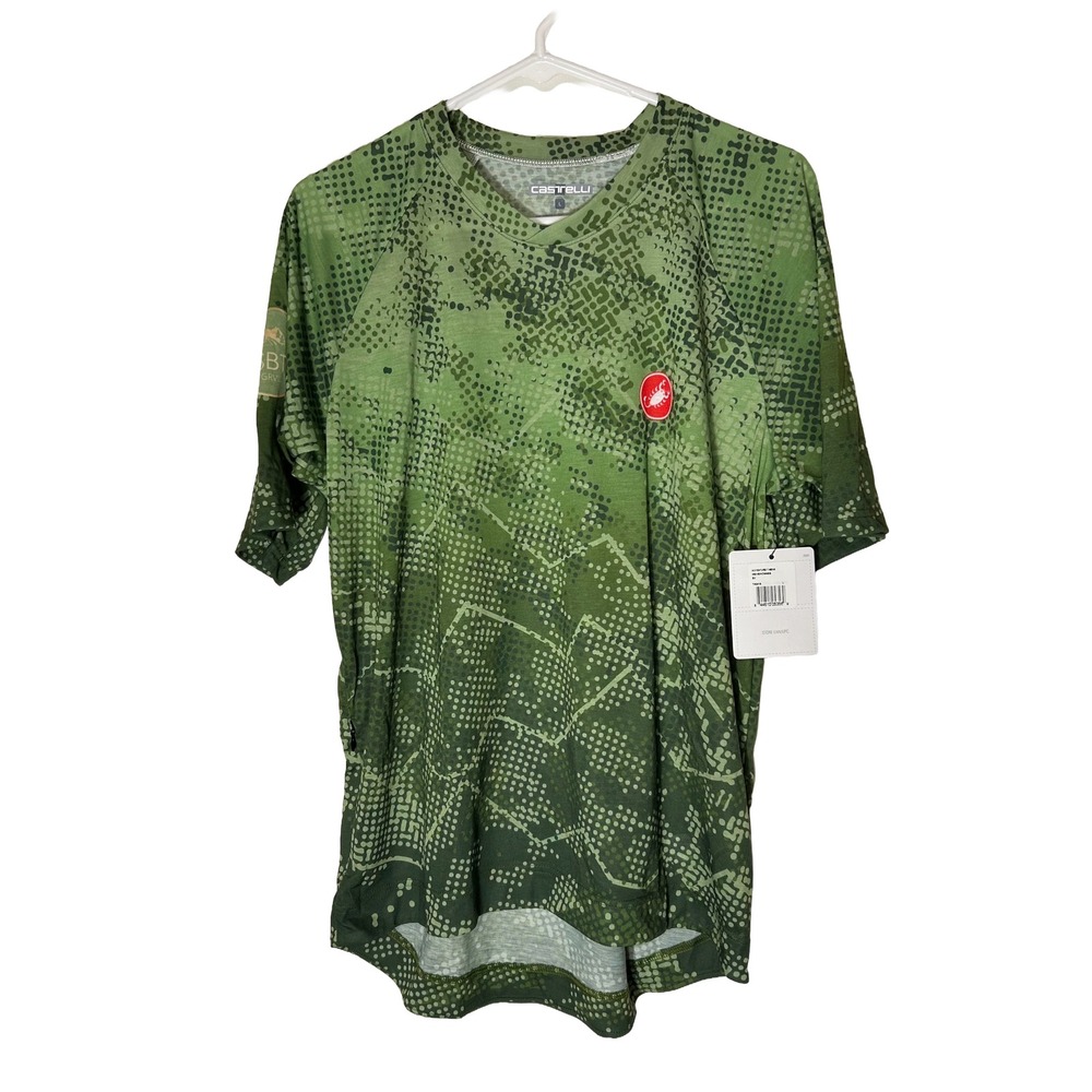 NWT Castelli Adventure T Mens Cycling Jersey Green Camo‎ TA0419 Large